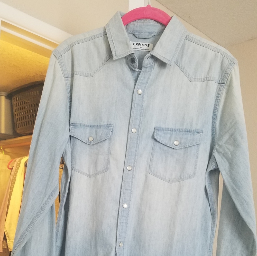 Light blue button-down shirt